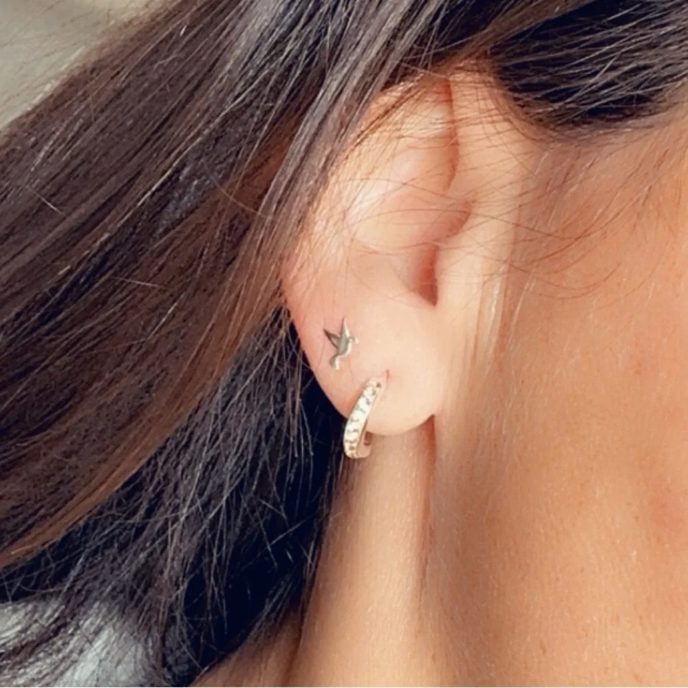 Sterling Silver Tiny Dove Bird Earrings